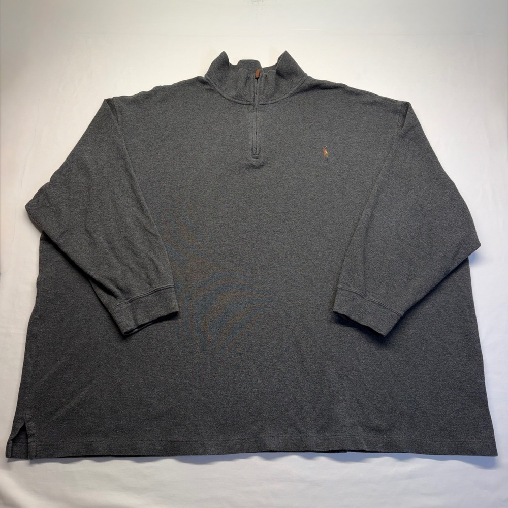 Polo Ralph Lauren Quarter Zip Estate Rib 6XB Gray Mens Pullover Big Tall Cotton